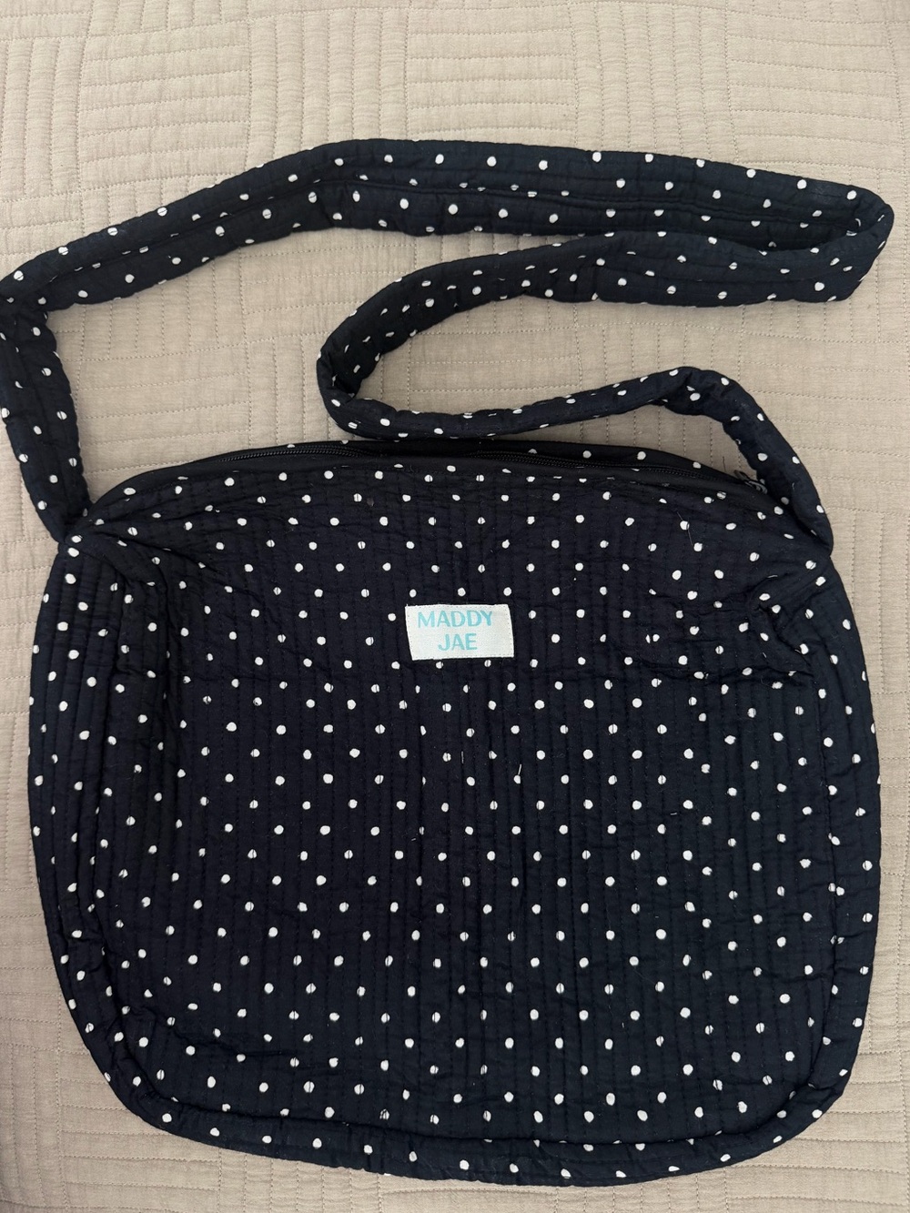 Black Polka Dot Quilted Crossbody Tote